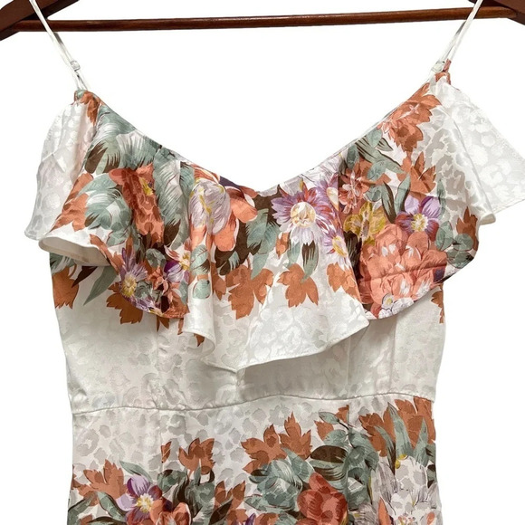 LPA Silk Floral Leopard Jacquard Ruffle Night Out Maxi Dress 167 Size XS - Picture 7 of 13